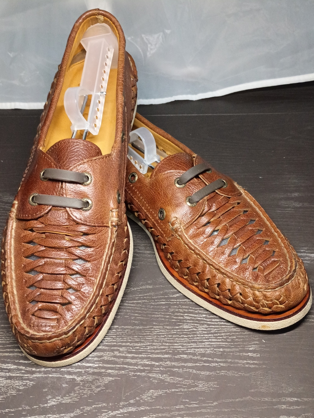 Sperry GOLD CUP Brown Woven Leather Boat Shoes. Men's 9.5M. Like NEW!!!